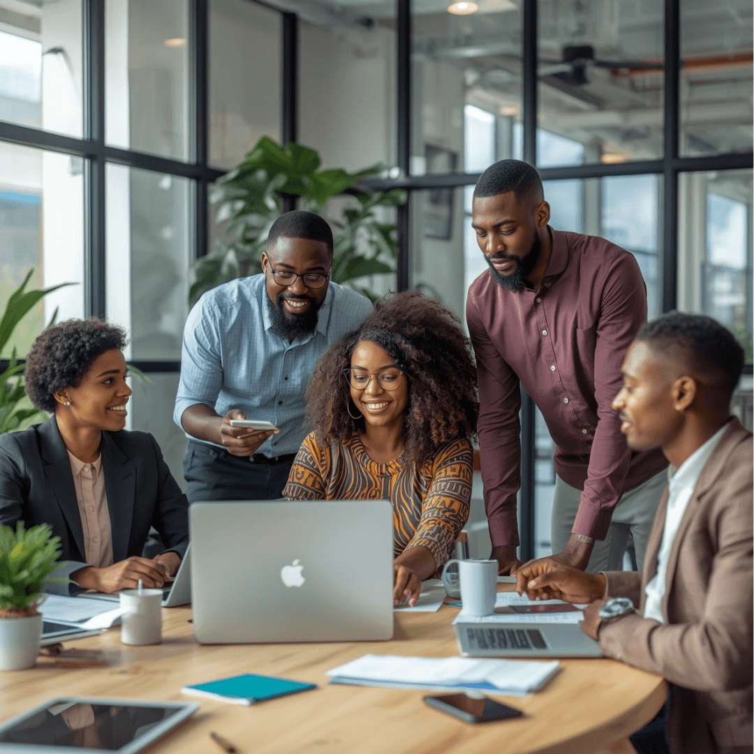 Team collaborating in an office setting